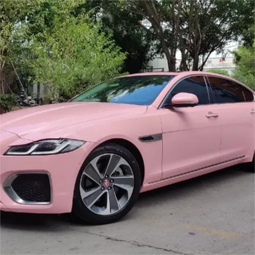 Gloss Crystal Peach Pink Car Vinyl Wrap PET review 