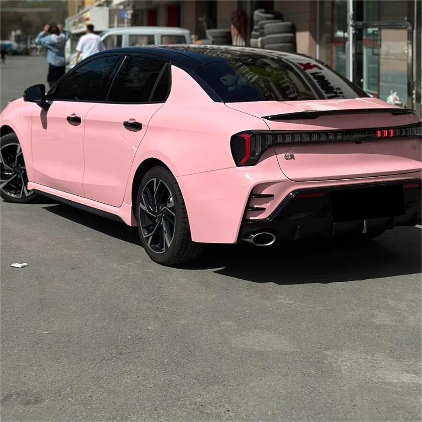 Gloss Crystal Peach Pink Car Vinyl Wrap PET review Peach 03