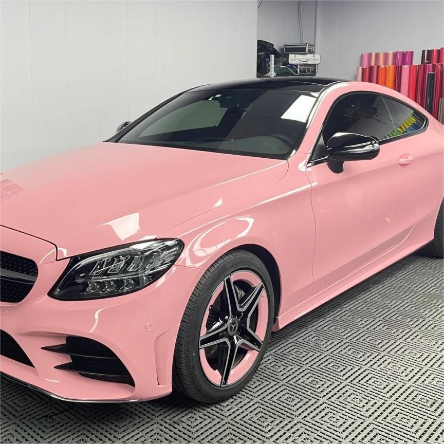 Gloss Crystal Peach Pink Car Vinyl Wrap PET review Gracious 00