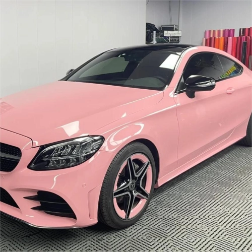 Gloss Crystal Peach Pink Car Vinyl Wrap PET review 