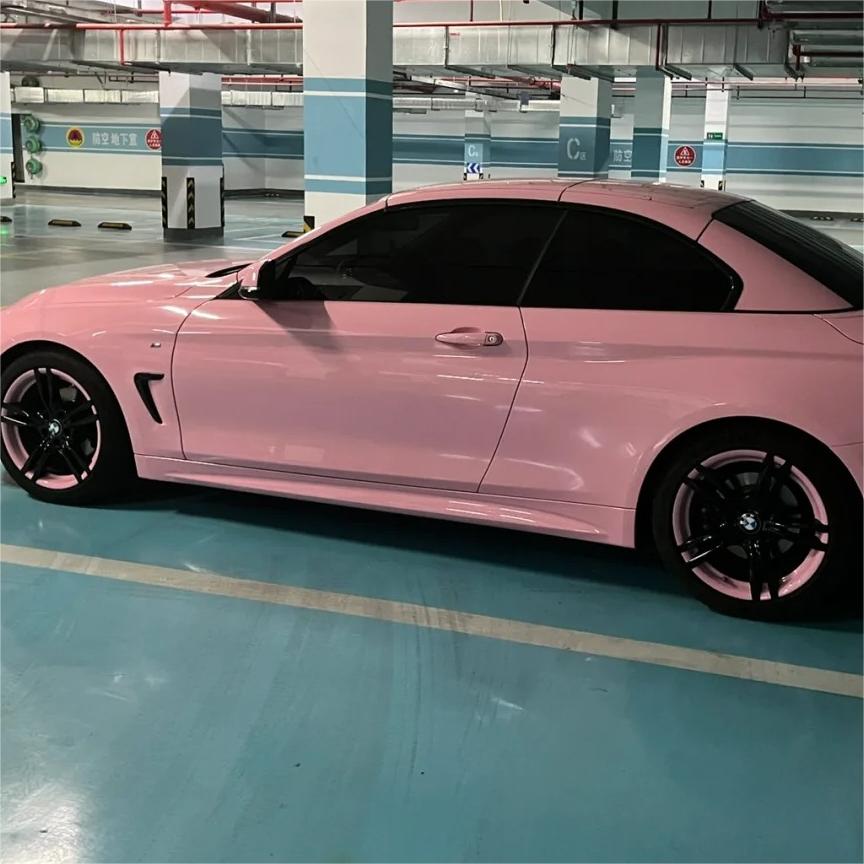 Gloss Crystal Peach Pink Car Vinyl Wrap PET review Easily