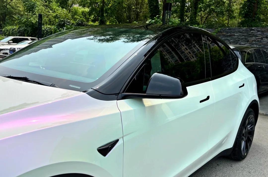 Gloss Chameleon Purple White Car Vinyl Wrap PET review Purple 01