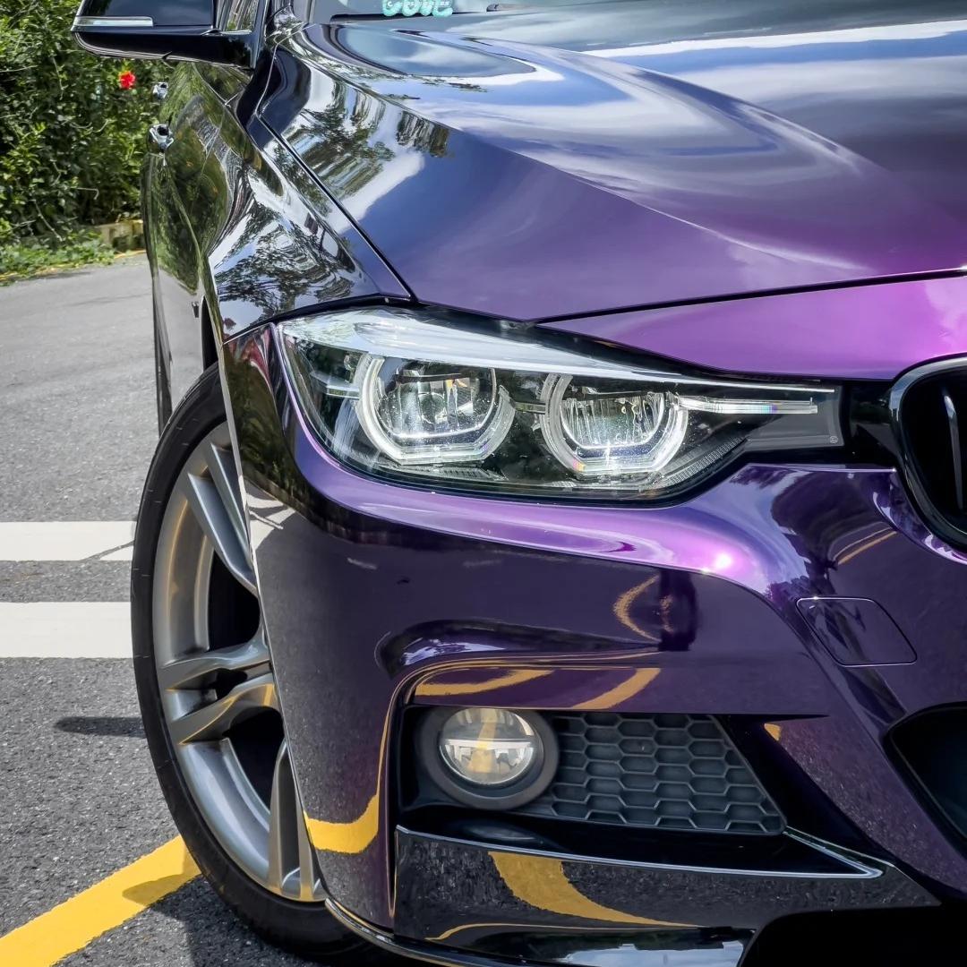 Gloss Metallic Midnight Purple Car Vinyl Wrap BMW PET review Areas 01