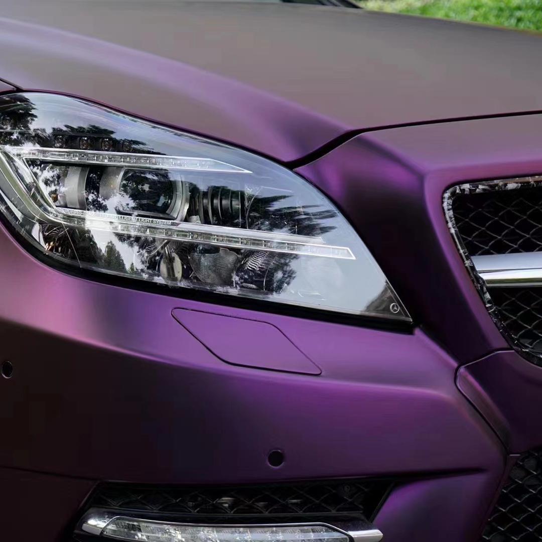 Ultra Matte Metallic Dark Purple Car Vinyl Wrap PET review Purple 02