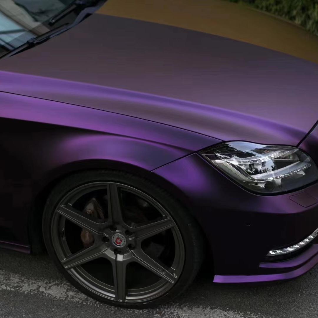 Ultra Matte Metallic Dark Purple Car Vinyl Wrap PET review Purple 00