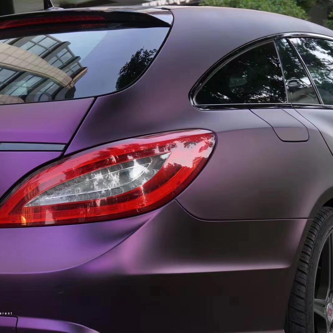Ultra Matte Metallic Dark Purple Car Vinyl Wrap PET review Purple 03