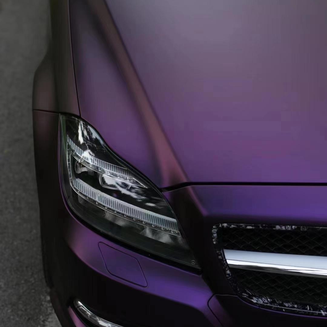 Ultra Matte Metallic Dark Purple Car Vinyl Wrap PET review Purple 01