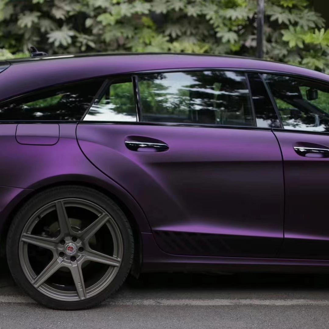 Ultra Matte Metallic Dark Purple Car Vinyl Wrap PET review Purple 04