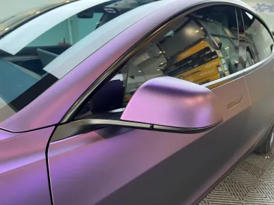 Ultra Matte Metallic Dark Purple Car Vinyl Wrap review Orange 00