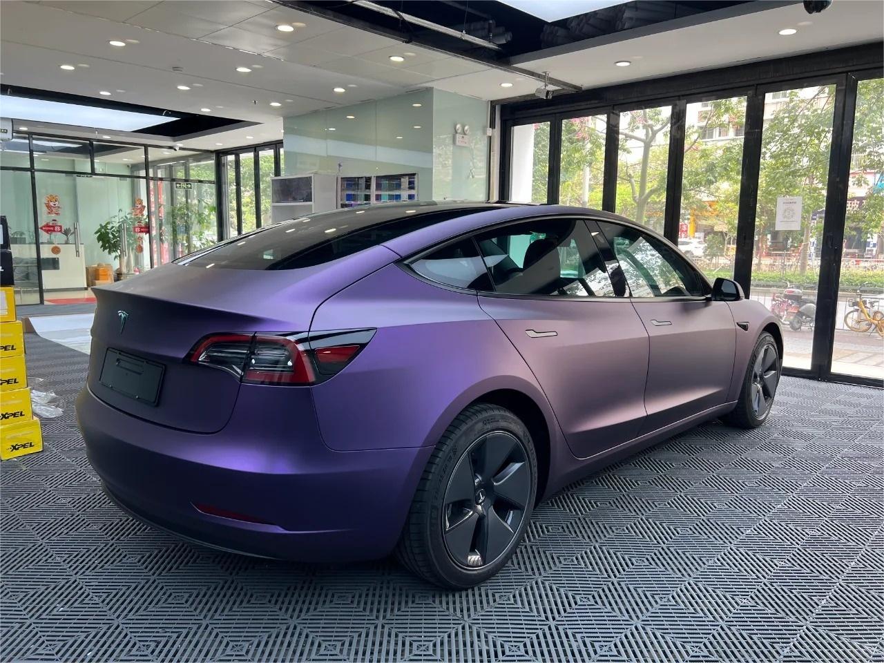 Ultra Matte Metallic Dark Purple Car Vinyl Wrap PET review Orange 01