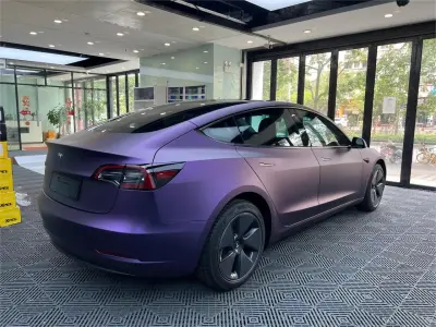 Ultra Matte Metallic Dark Purple Car Vinyl Wrap review Orange 01