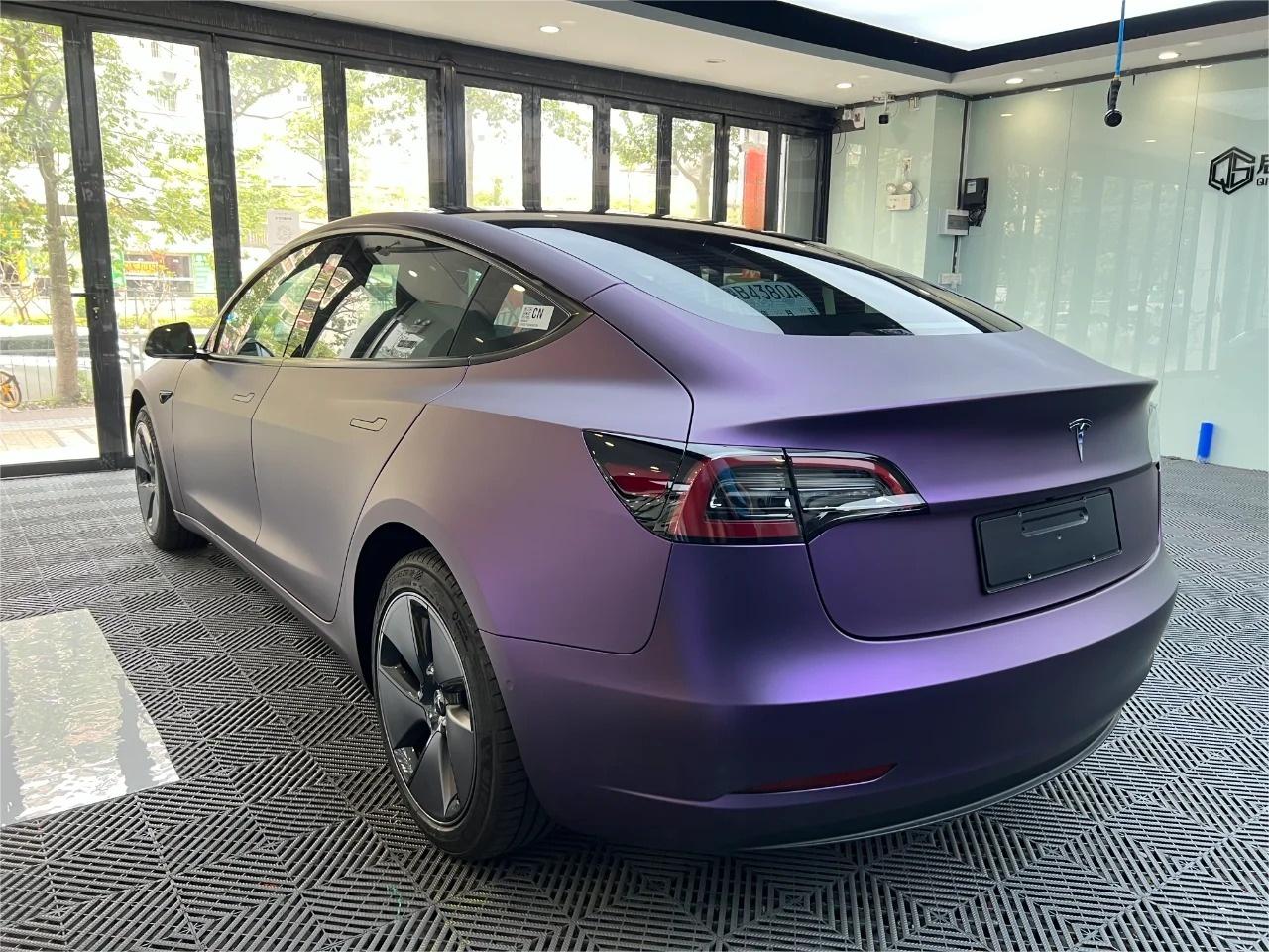 Ultra Matte Metallic Dark Purple Car Vinyl Wrap PET review Orange 02