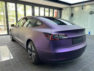Ultra Matte Metallic Dark Purple Car Vinyl Wrap review Orange 02