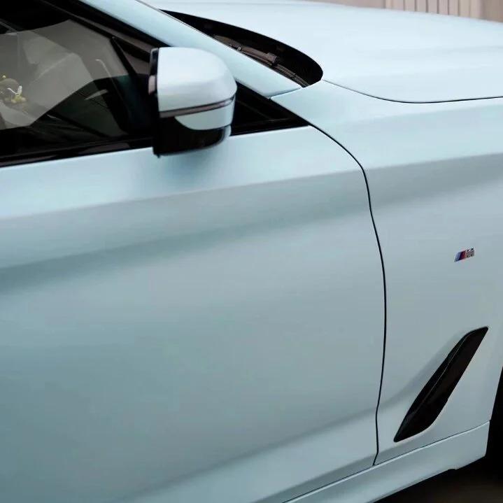 Ultimate Flat Light Blue Car Vinyl Wrap review Process 03