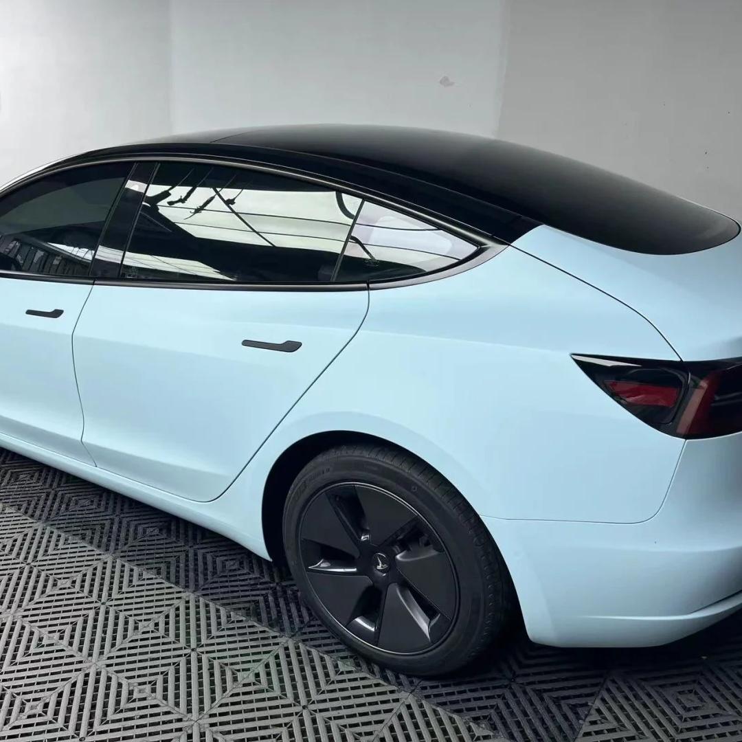 Ultimate Flat Light Blue Car Vinyl Wrap review Samples 01