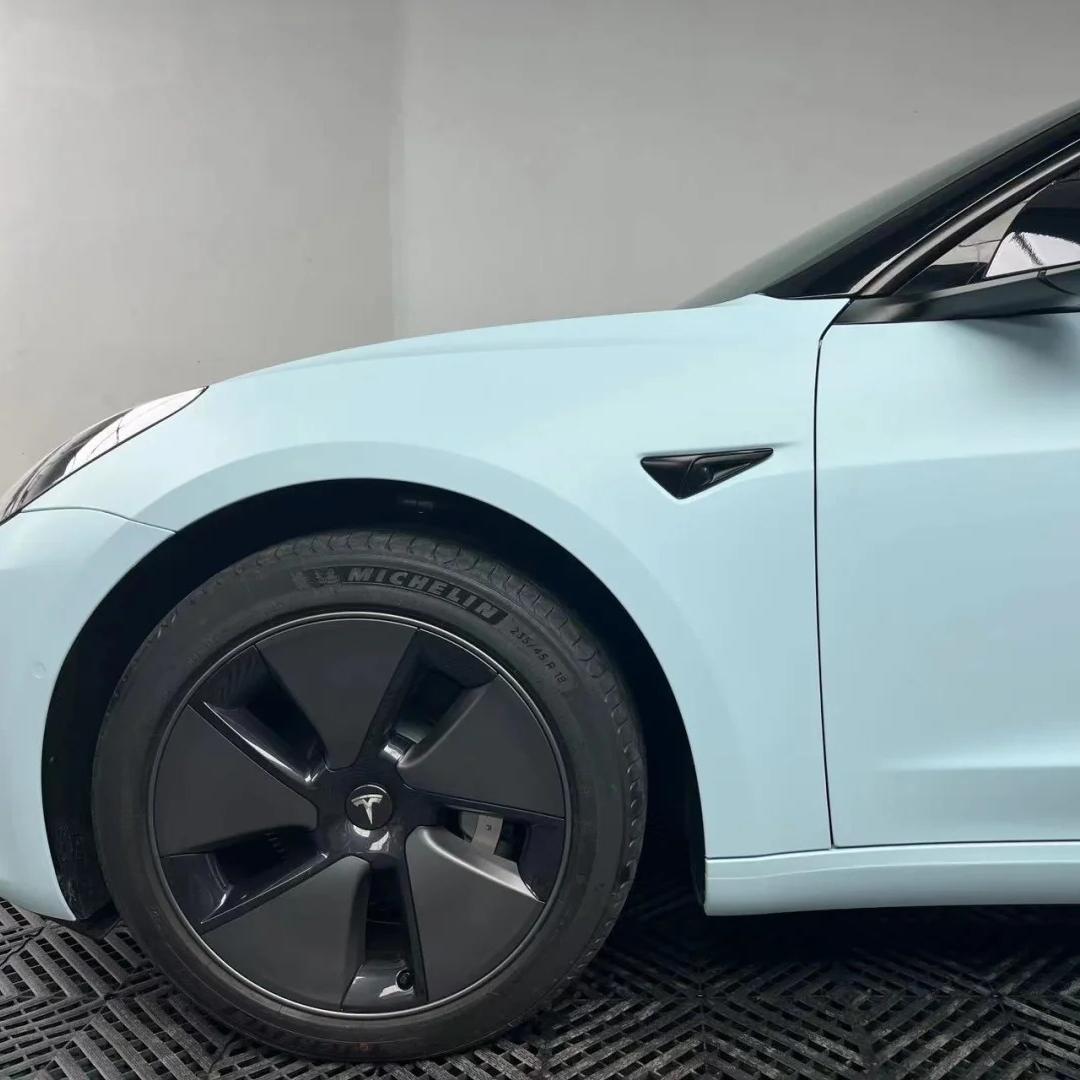 Ultimate Flat Light Blue Car Vinyl Wrap review Samples 03