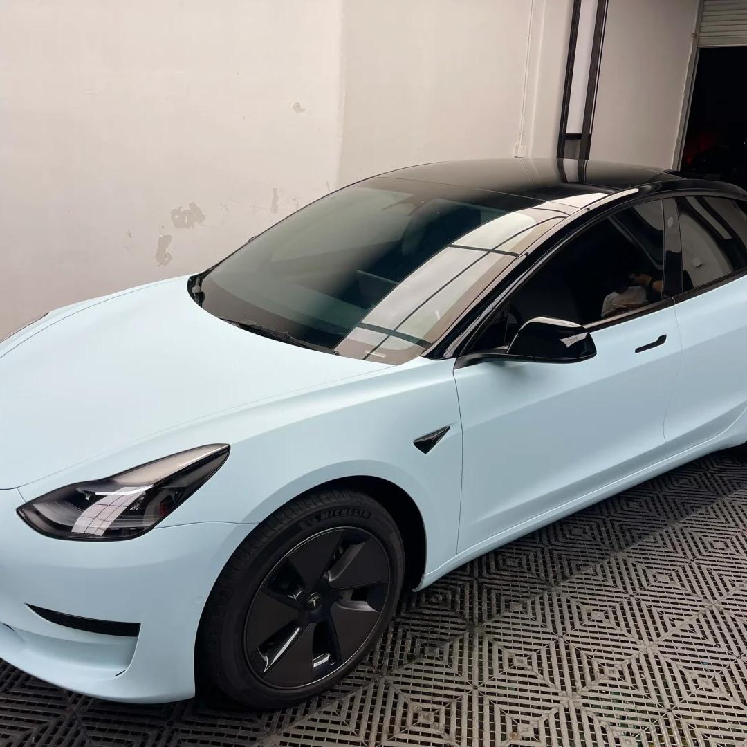 Ultimate Flat Light Blue Car Vinyl Wrap review Samples 02