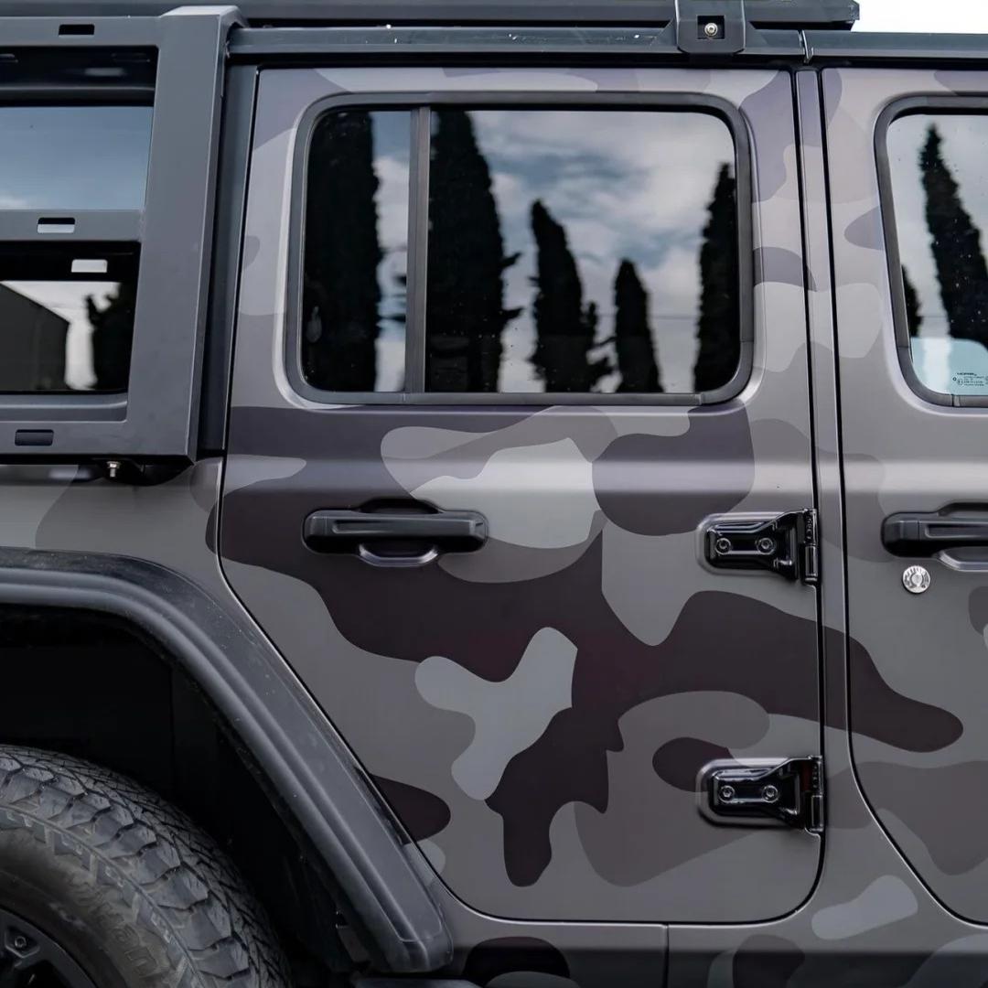 Matte Camo Black Car Vinyl Wrap| 3D Ghost Camouflage Black PET review Patience 02