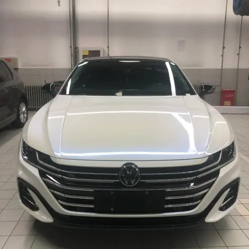 Gloss Metallic Chameleon Blue White Car Vinyl Wrap PET review 