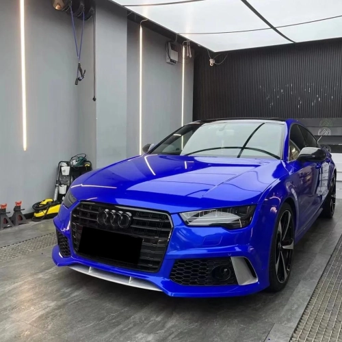 Gloss Metallic Deep Blue Car Vinyl Wrap PET review 