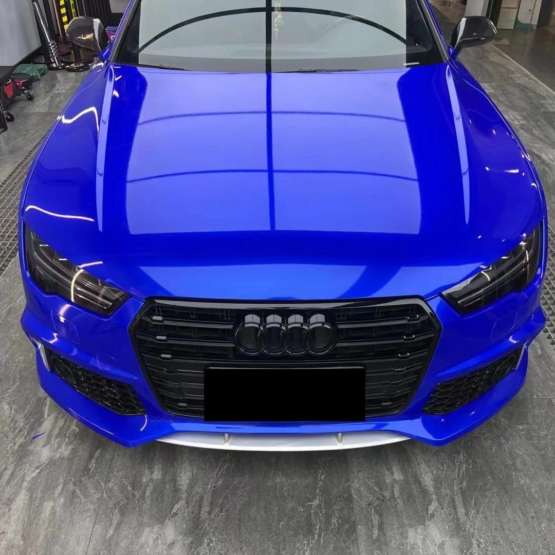 Gloss Metallic Deep Blue Car Vinyl Wrap PET review BLUE 06