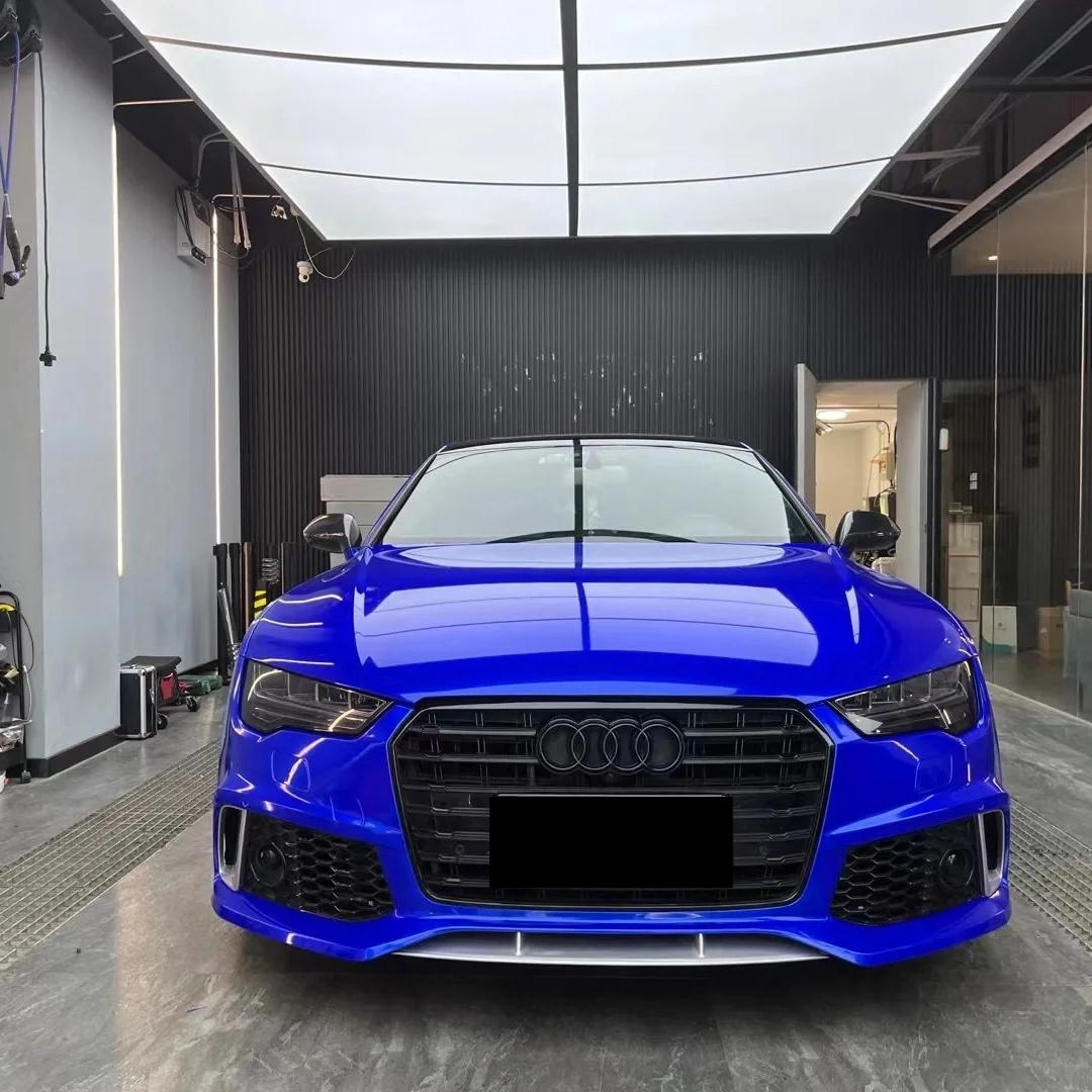 Gloss Metallic Deep Blue Car Vinyl Wrap PET review BLUE 02