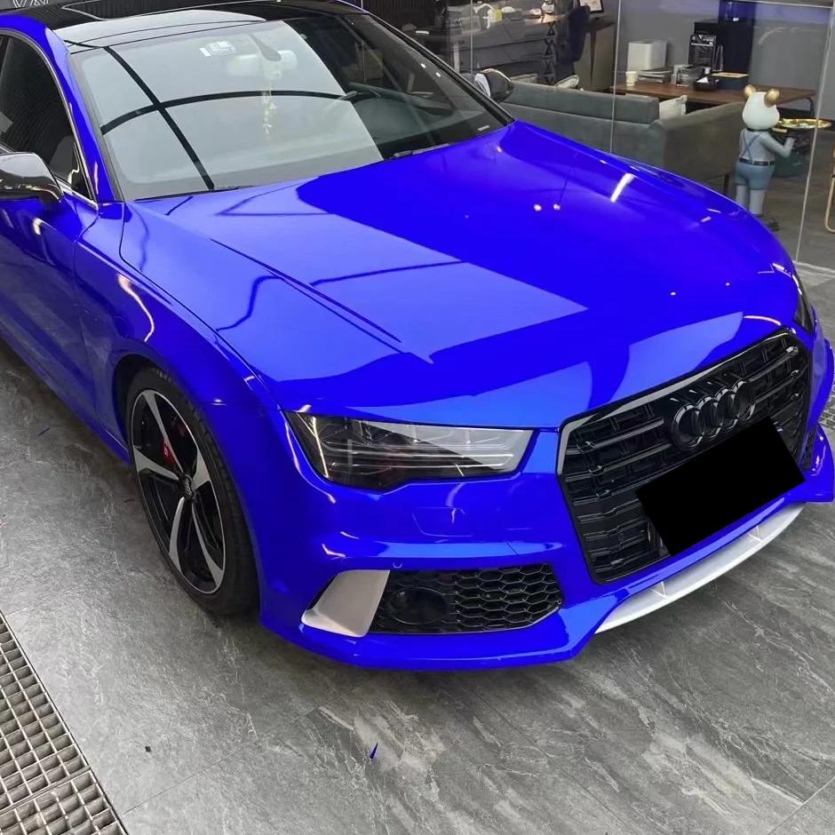Gloss Metallic Deep Blue Car Vinyl Wrap PET review BLUE 05