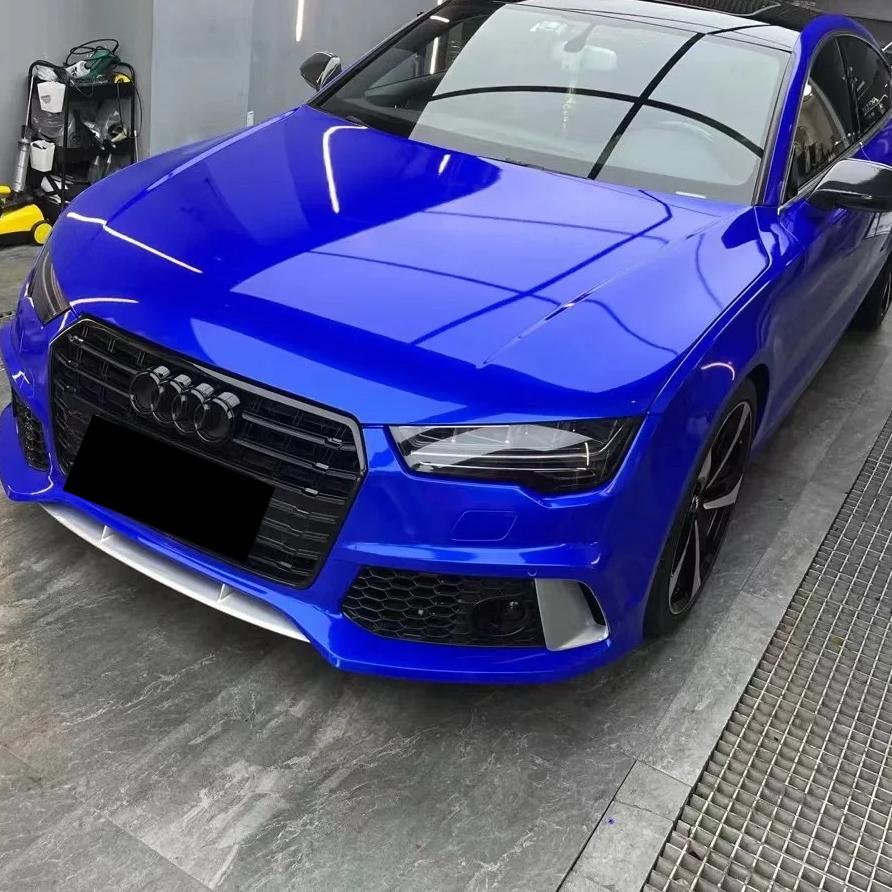 Gloss Metallic Deep Blue Car Vinyl Wrap PET review BLUE 04