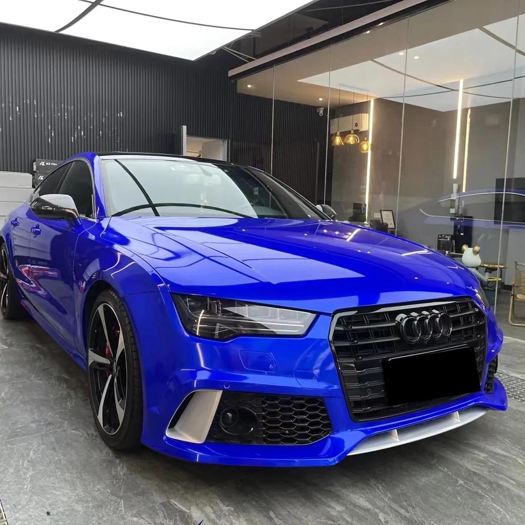 Gloss Metallic Deep Blue Car Vinyl Wrap PET review BLUE 03