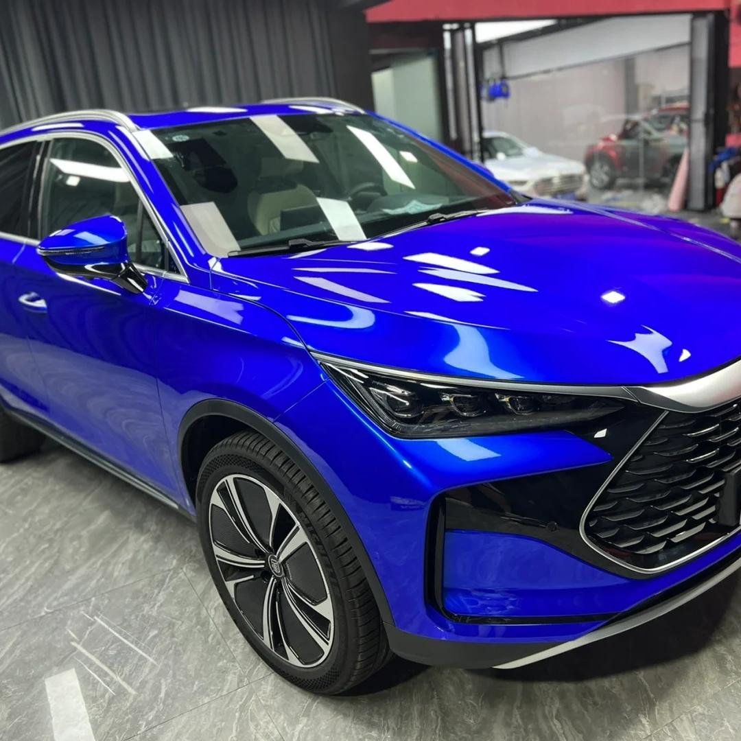 Gloss Metallic Deep Blue Car Vinyl Wrap PET review Work 01