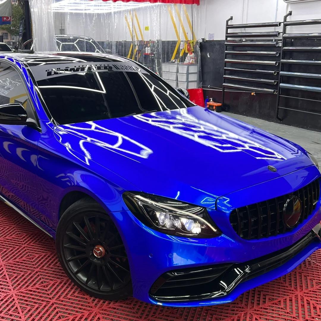 Gloss Metallic Deep Blue Car Vinyl Wrap PET review Fantastic 00