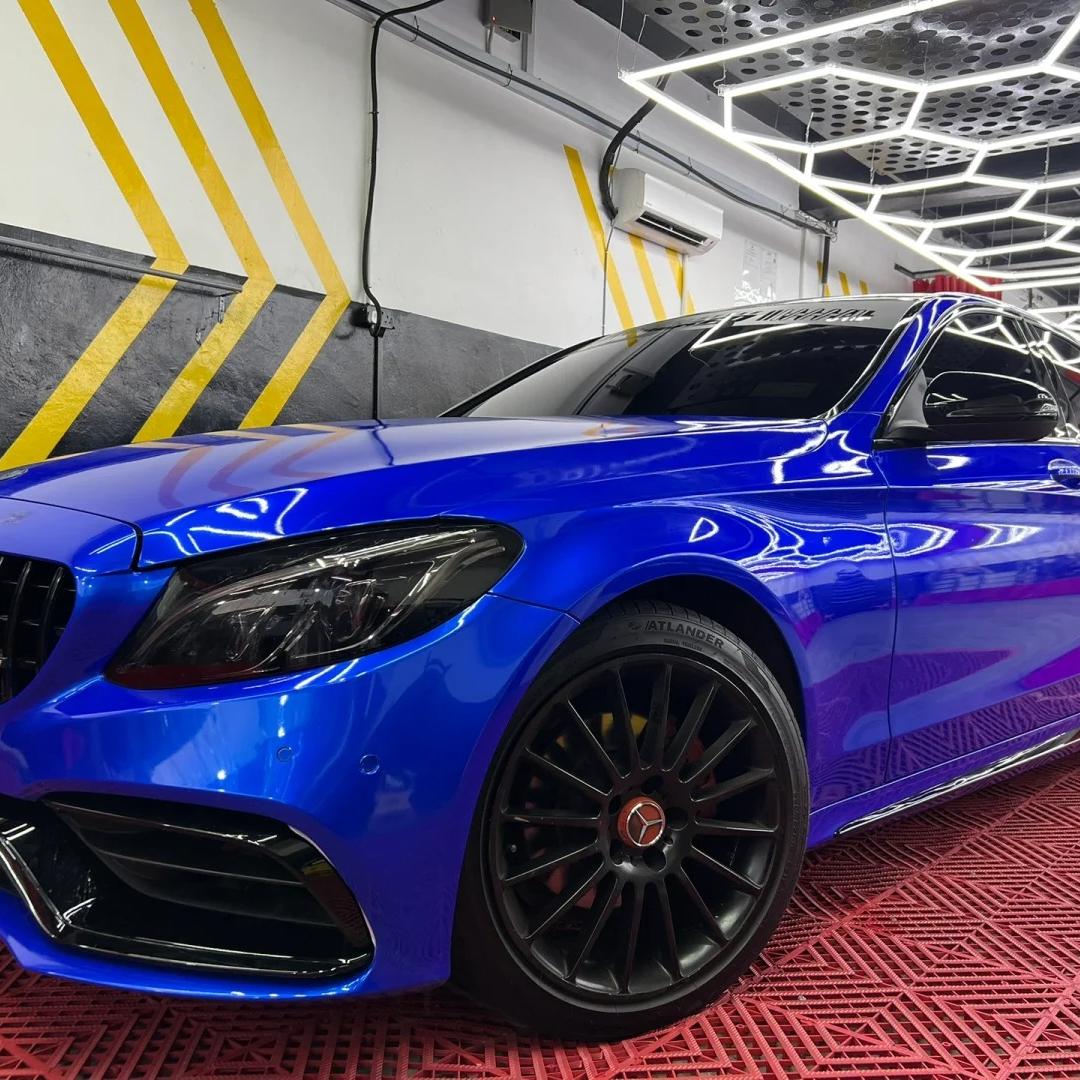 Gloss Metallic Deep Blue Car Vinyl Wrap PET review Fantastic 02