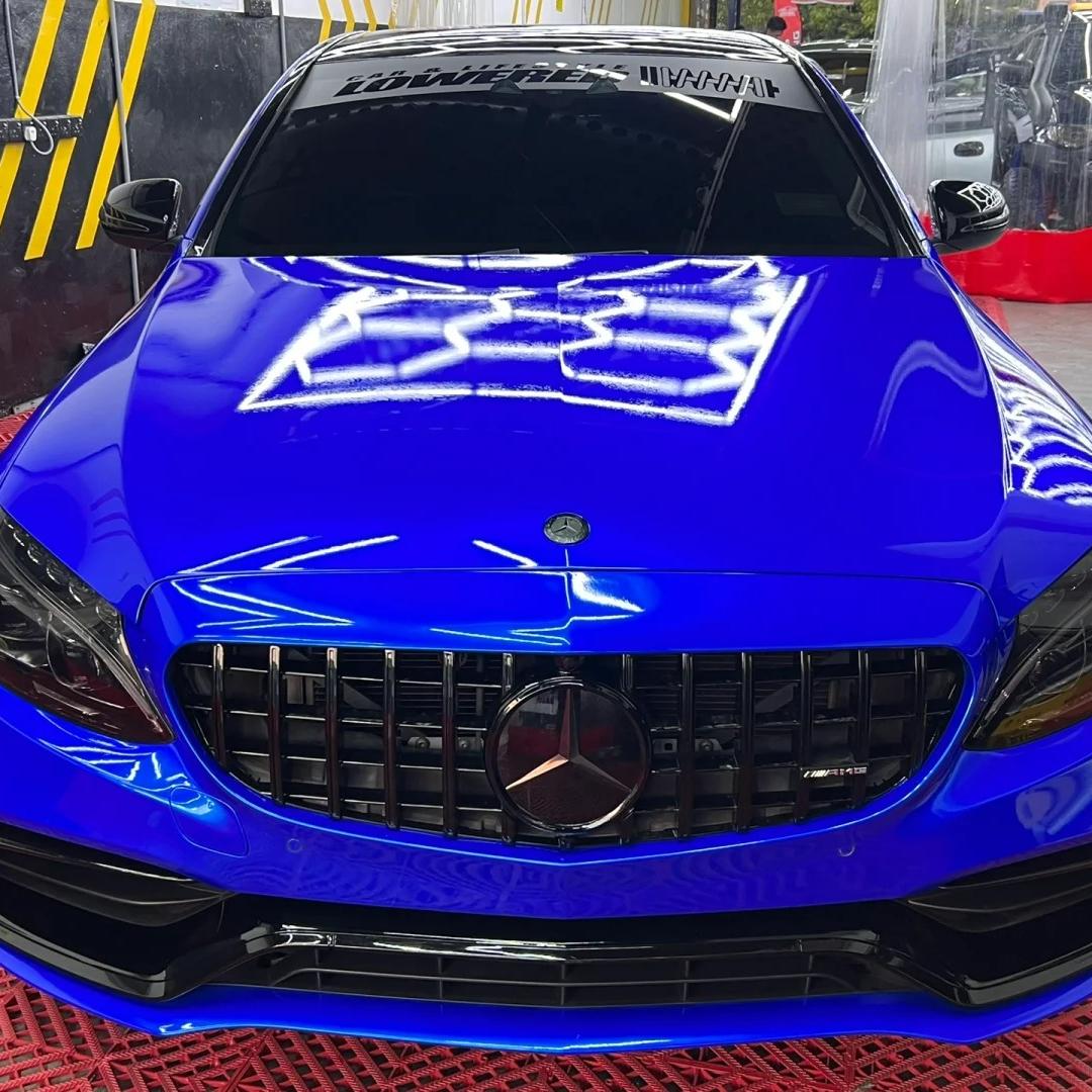 Gloss Metallic Deep Blue Car Vinyl Wrap PET review Fantastic 03
