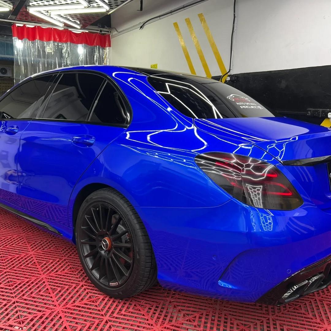 Gloss Metallic Deep Blue Car Vinyl Wrap PET review Fantastic 04