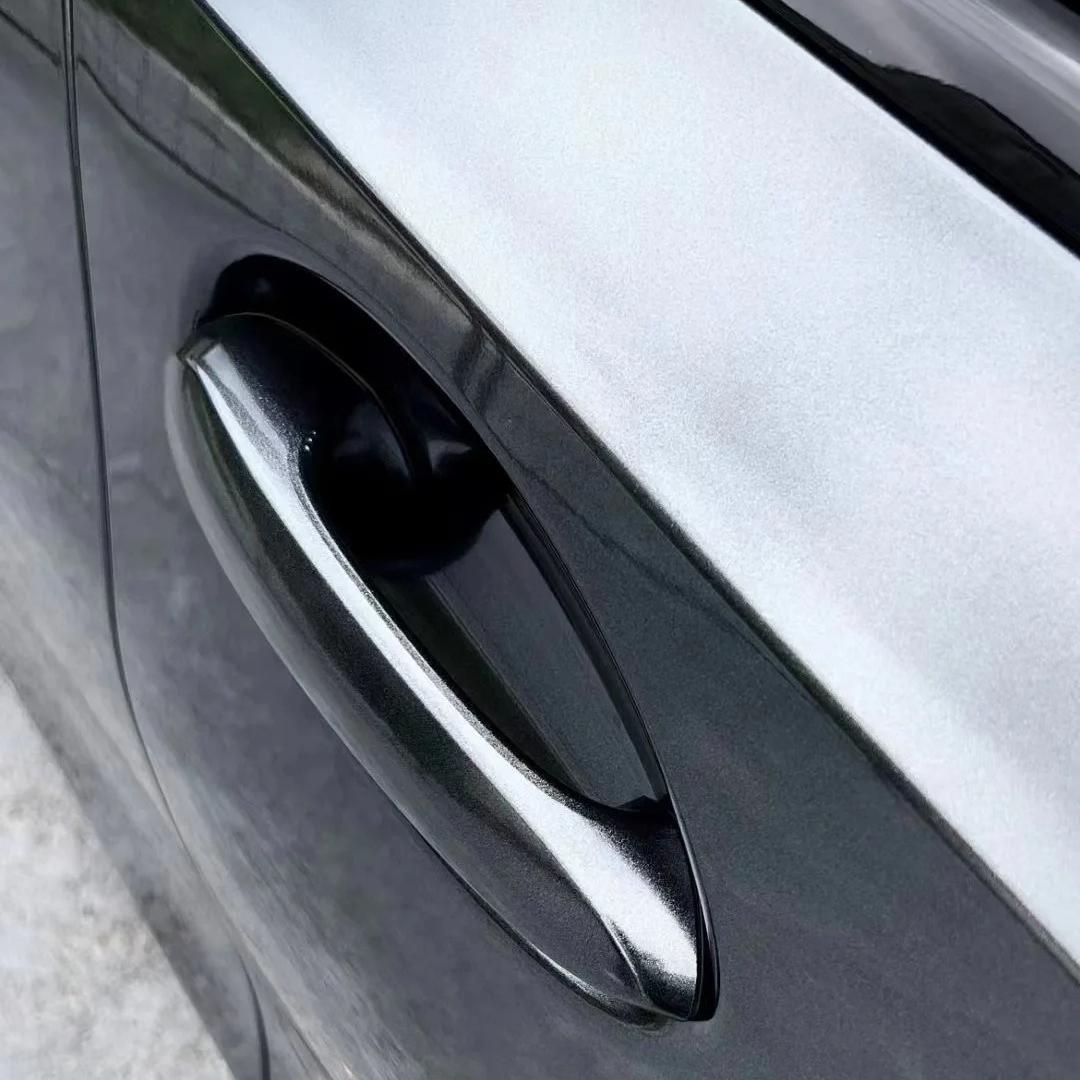 Gloss Metallic Charcoal Grey Car Vinyl Wrap PET review Time 01