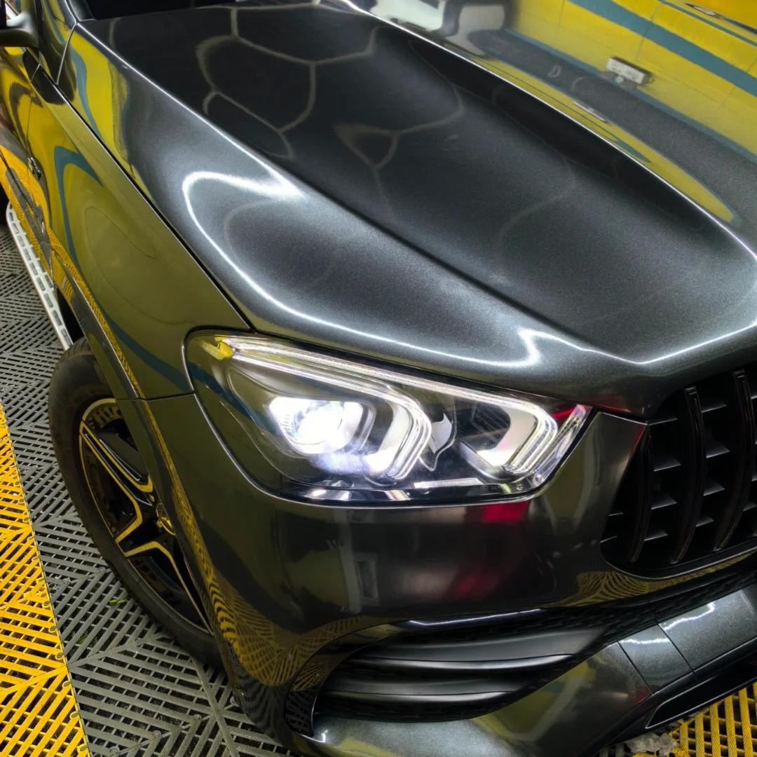 Gloss Metallic Charcoal Grey Car Vinyl Wrap PET review Making 03