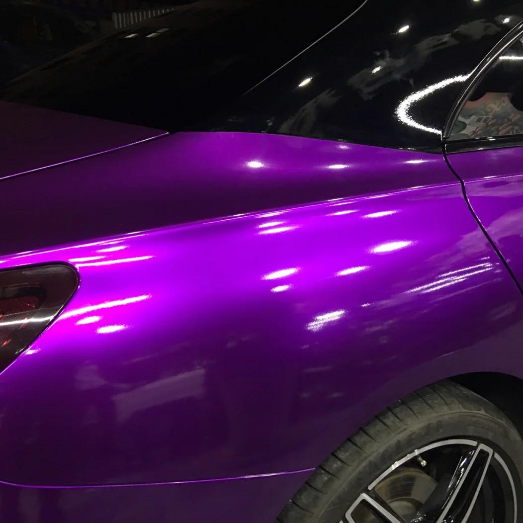 Gloss Metallic Grape Purple Car Vinyl Wrap PET review Touch 01