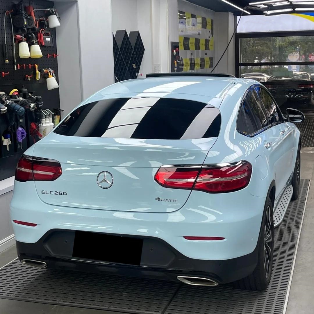 Gloss Ice Blue Car Vinyl Wrap PET review Light 02