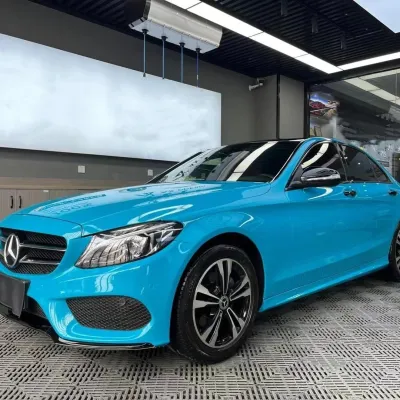 Gloss Miami Blue Car Vinyl Wrap Porsche PET review Videos 00