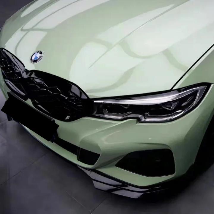 Gloss Light Khaki Green Car Vinyl Wrap PET review Pure 02