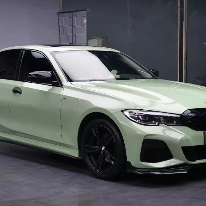 Gloss Light Khaki Green Car Vinyl Wrap PET review Pure 01