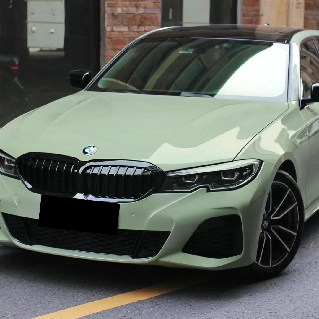 Gloss Light Khaki Green Car Vinyl Wrap PET review Light 02