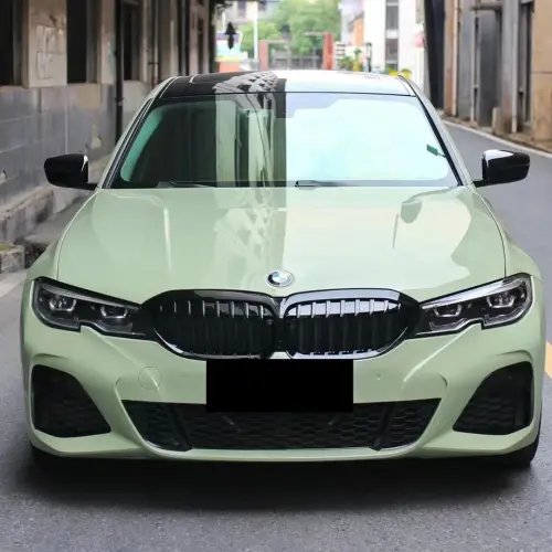 Gloss Light Khaki Green Car Vinyl Wrap PET review 