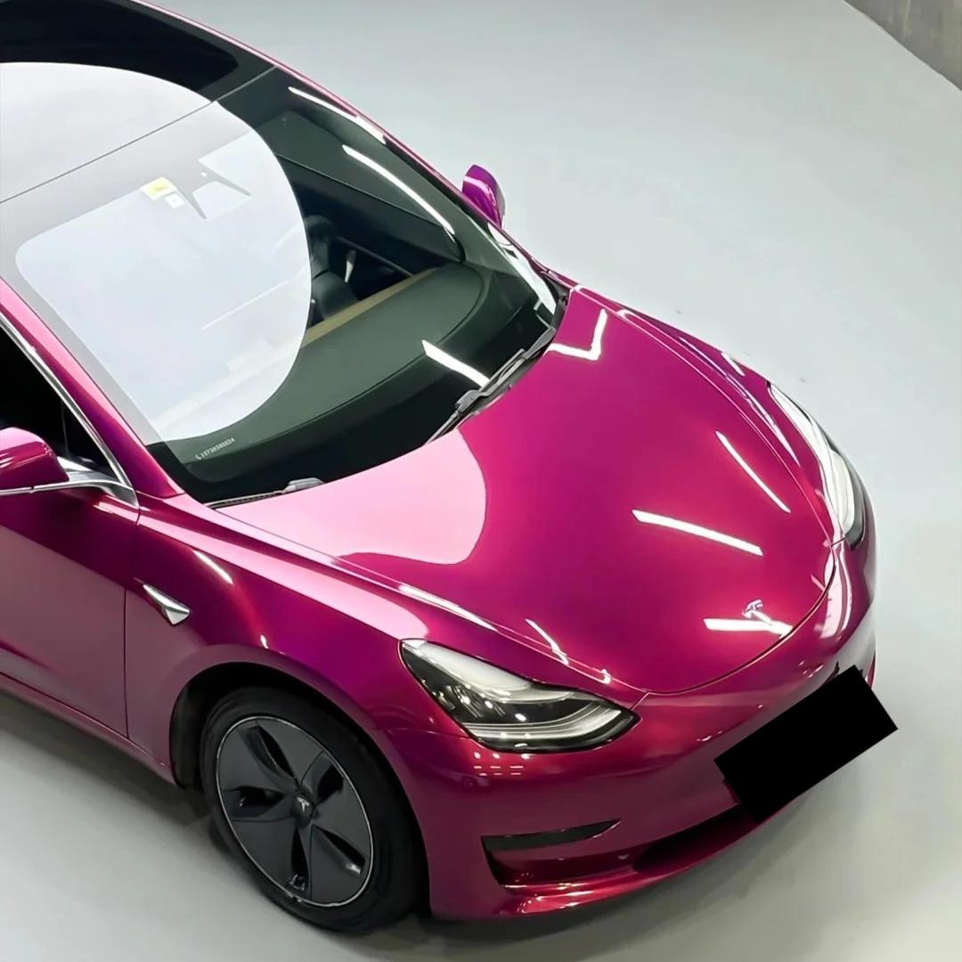 Gloss Metallic Rubellite Purple Car Vinyl Wrap PET  review Recommand 02