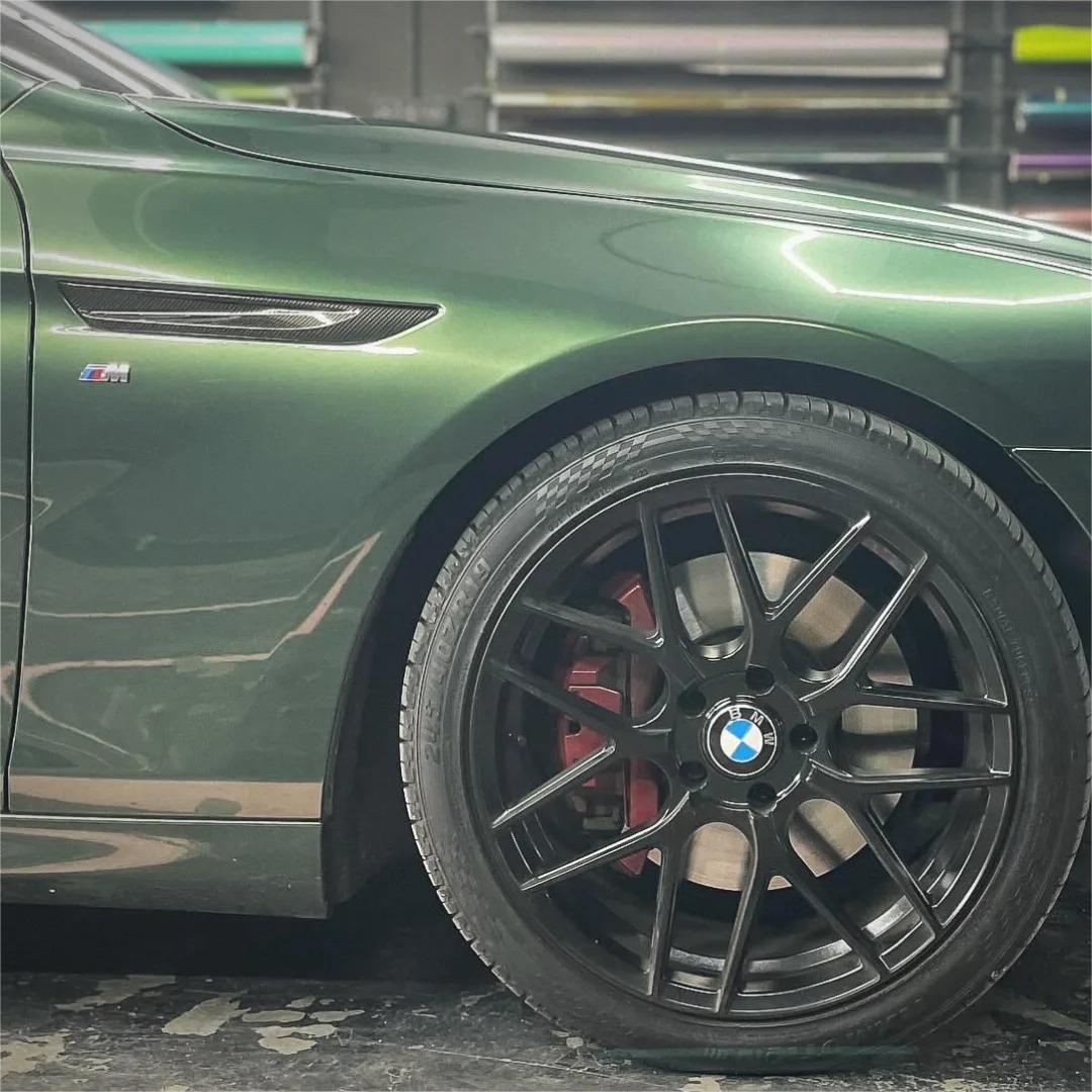 Glossy Paint Metalic Midnight Green Car Vinyl Wrap PET review Client 05