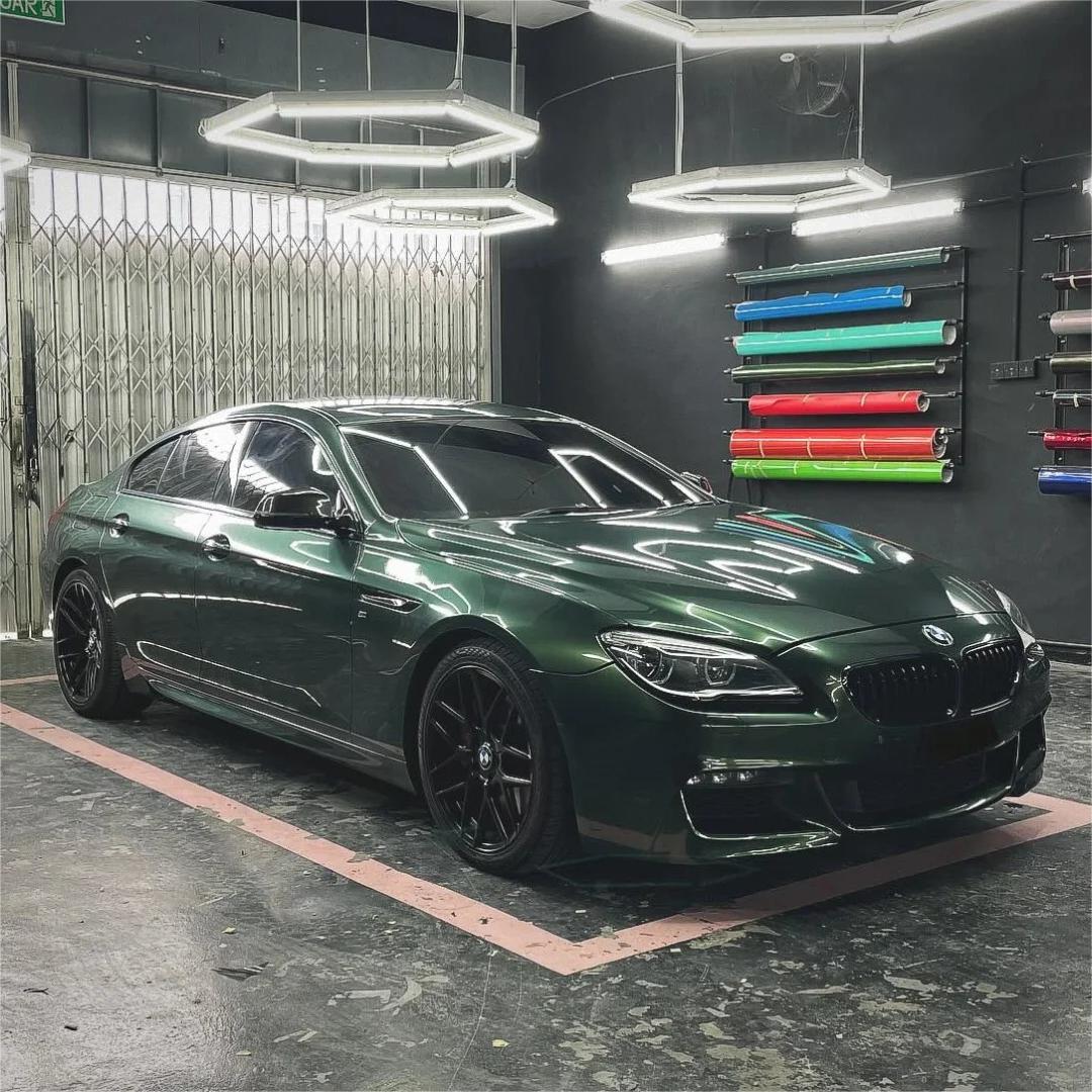Glossy Paint Metalic Midnight Green Car Vinyl Wrap PET review Client 00