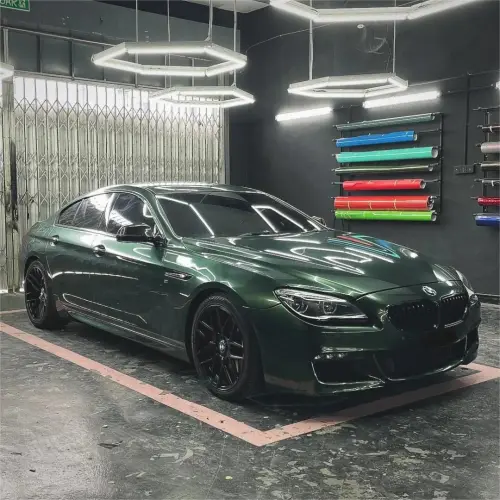 Glossy Paint Metalic Midnight Green Car Vinyl Wrap PET review 