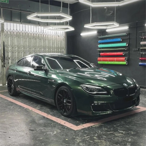 Glossy Paint Metalic Midnight Green Car Vinyl Wrap PET review 