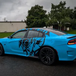 Gloss Miami Blue Car Vinyl Wrap Porsche PET review Gloss 03
