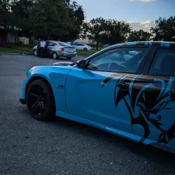 Gloss Miami Blue Car Vinyl Wrap Porsche PET review Gloss 05